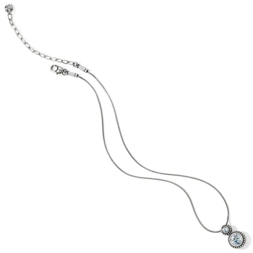 Silver plated adjustable necklace with fine-quality crystal pendant on a lobster claw closure.