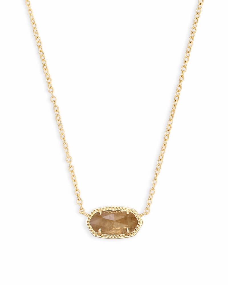Elisa Short Pendant Necklace in gold-tone metal featuring a small rectangular pendant on an adjustable chain.