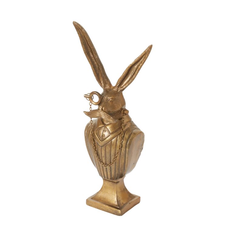 Metal bust sculpture with a smooth, polished finish.