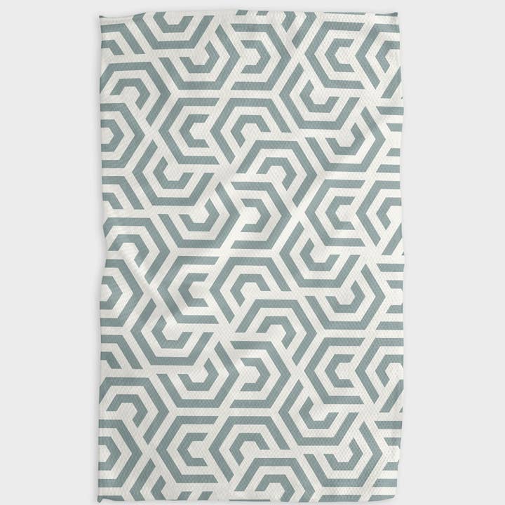 Recycled polyester waffle weave tea towel with single-sided print