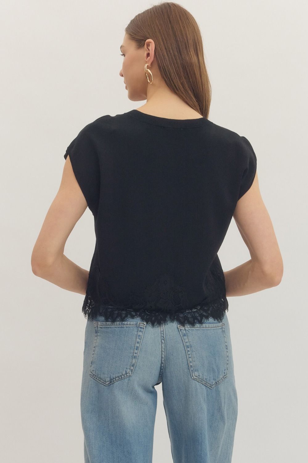 Ellie Solid Cap Sleeve Sweater Knit Top
