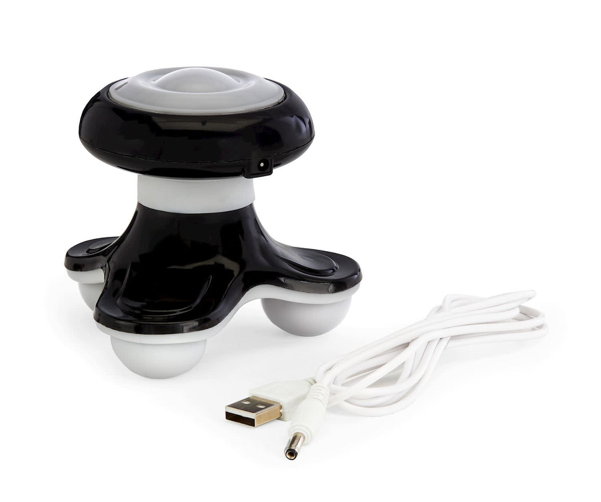 Black handheld mini body massager with ergonomic grip