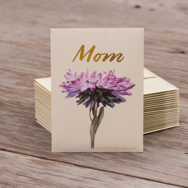 Mother's Day Seed Favor Packet featuring Fresh Crop non-GMO retail grade seeds in a small rectangular details packet.