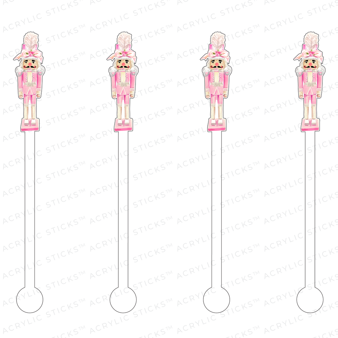 Haute Pink Holiday Nutcracker Acrylic Stir Sticks