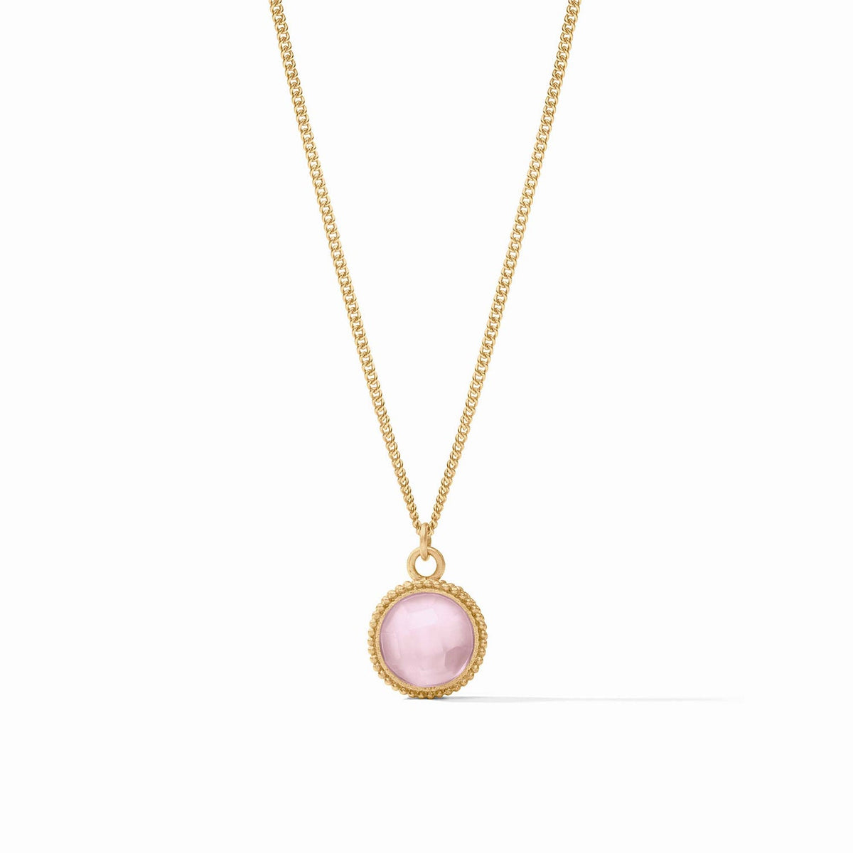 Adjustable necklace with a glittering gemstone on one side and a fleur-de-lis intaglio reverse.