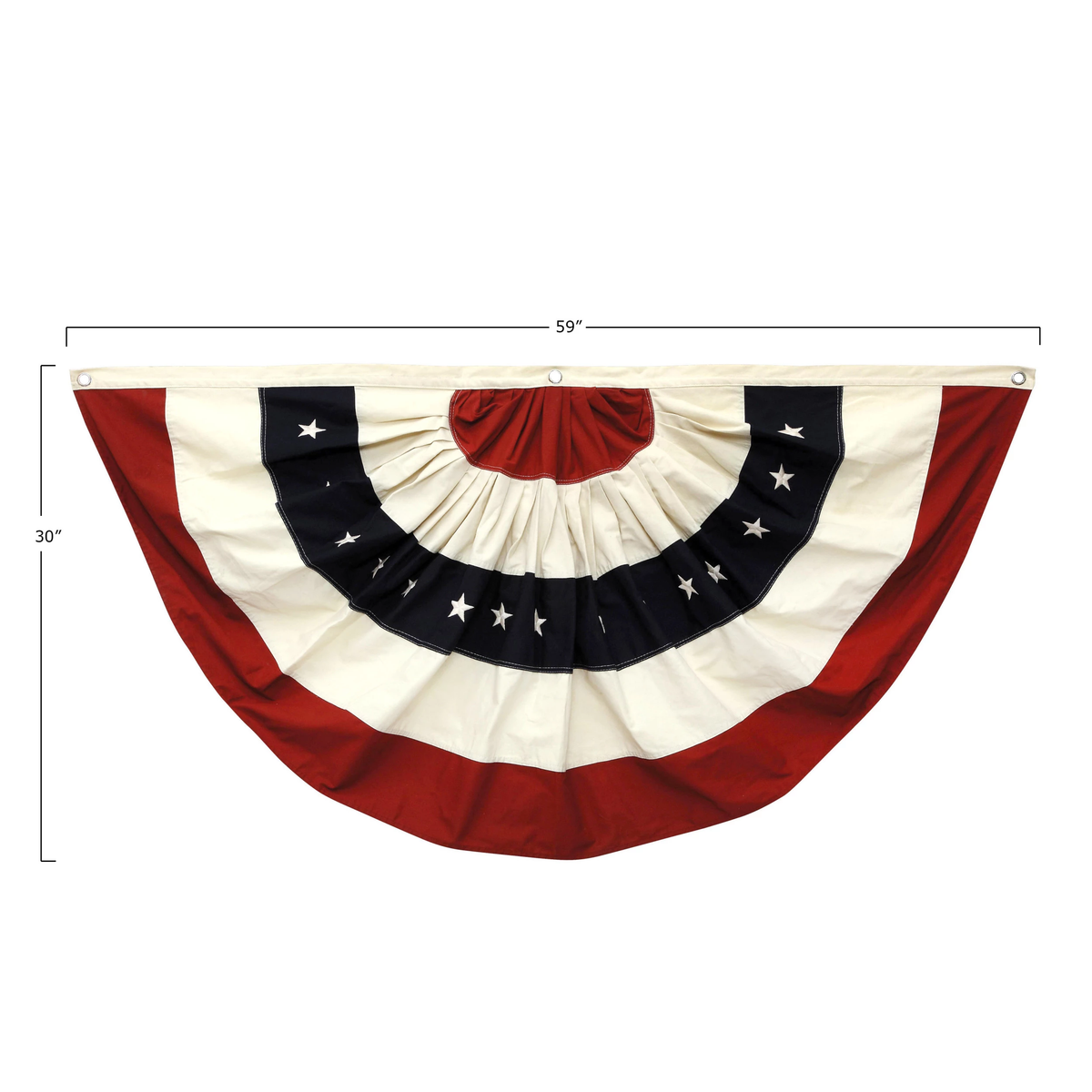 Americana bunting banner made of cotton fabric with grommets.