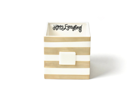 Medium neutral stripe mini nesting cube with Velcro attachment pocket