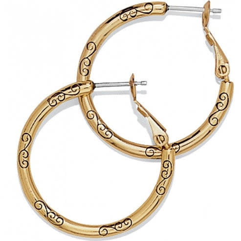 Gold plated small hoop earrings featuring a charm detail with an 8mm width.