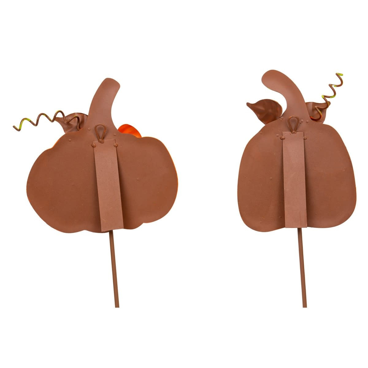 Small orange ribbon pumpkin with a decorative bow on the stem.