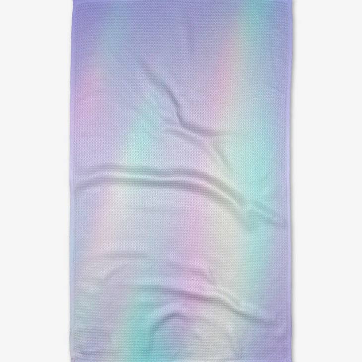 Recycled polyester waffle weave tea towel with single-sided print