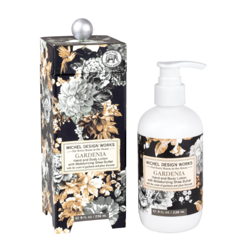 8 fl oz hand lotion bottle with aromatic peony scent