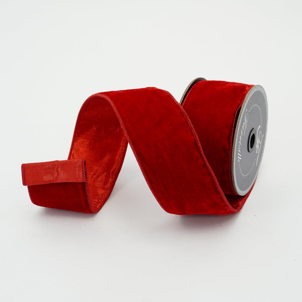 Royal blue velvet ribbon with metallic dupion back and wired edge