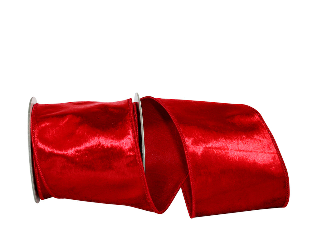 Shimmery velvet ribbon with wired edge in festive colors