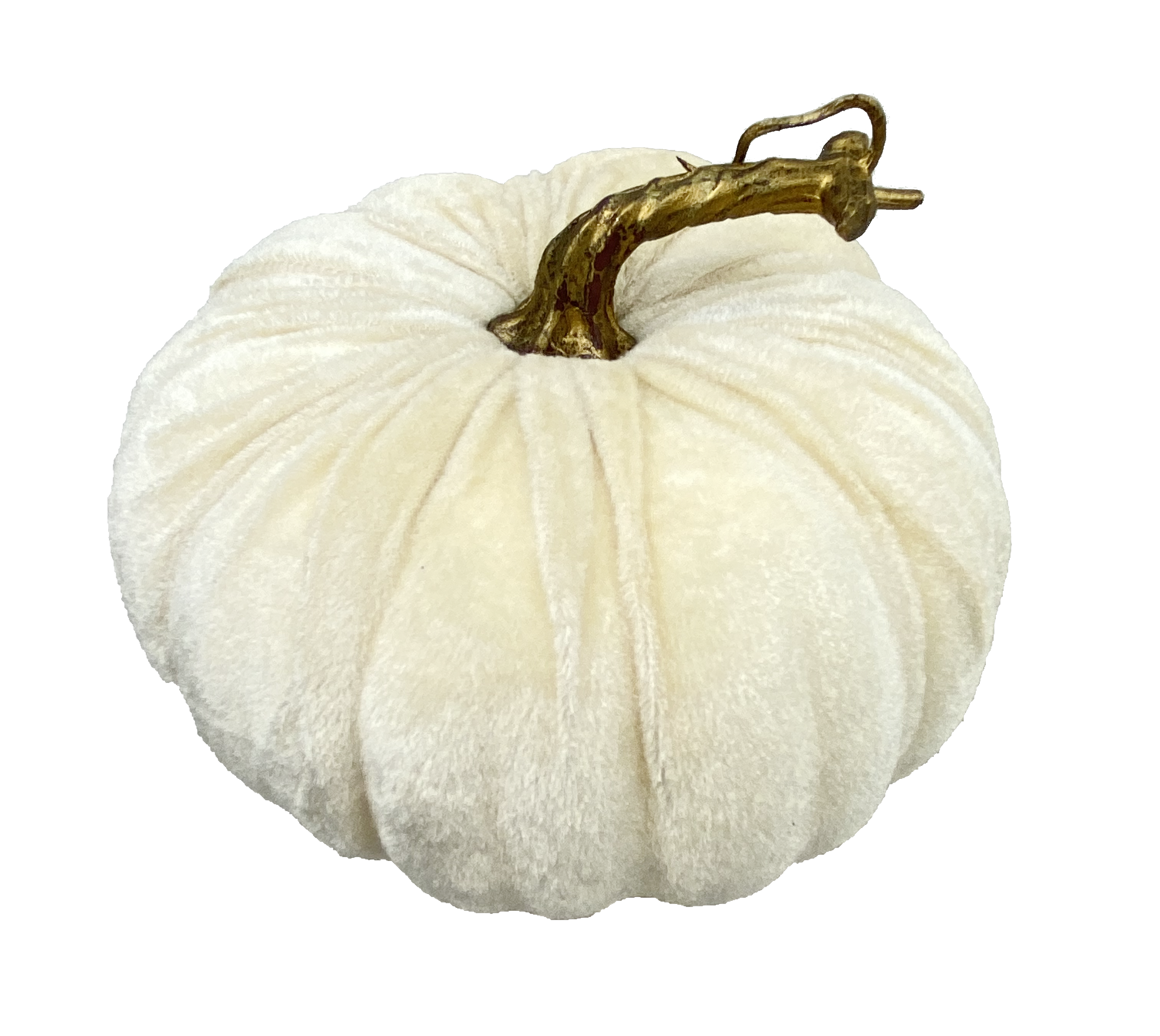 Velvet Pumpkin home decor accent in orange with a smooth fabric texture.