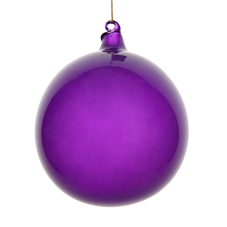 150mm purple glitter bubblegum ball ornament with a smooth finish and hanging loop.