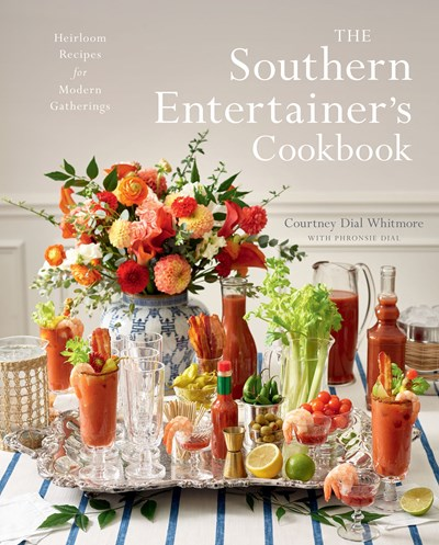 The Southern Entertainer's Cookbook by Courtney Dial Whitmore featuring a Bloody Mary bar display.