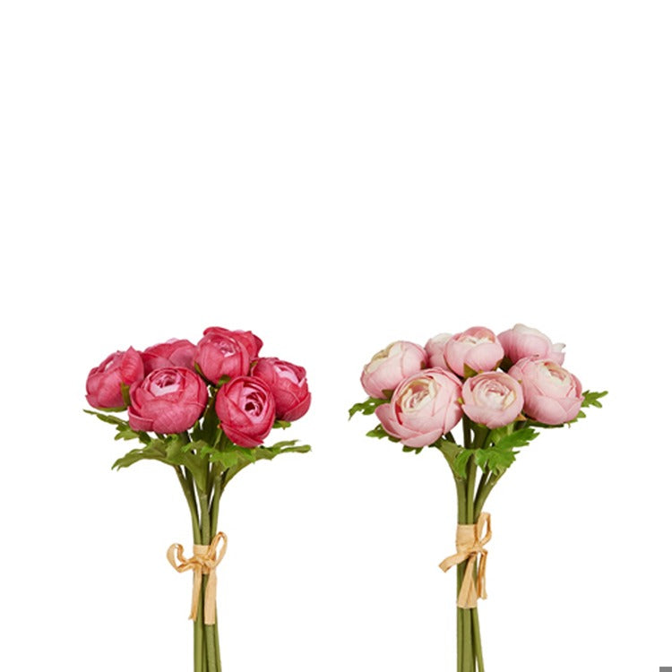 Foam ranunculus flower bundle with polyester petals in soft touch finish
