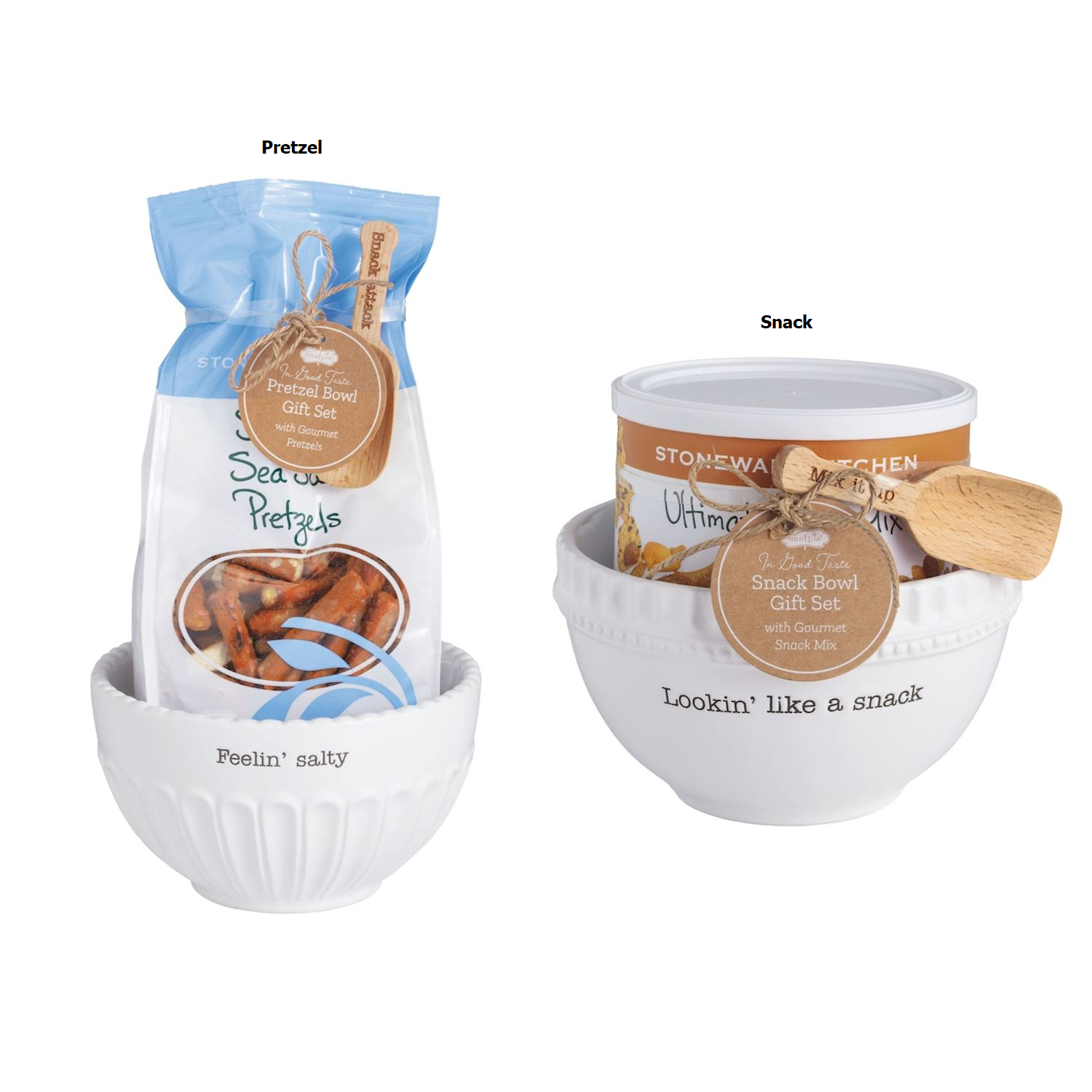 Textured ceramic snack bowl with engraved wood scoop