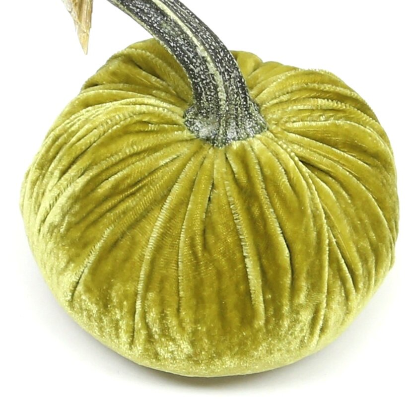 3-inch velvet pumpkin in deep orange with a textured fabric finish.