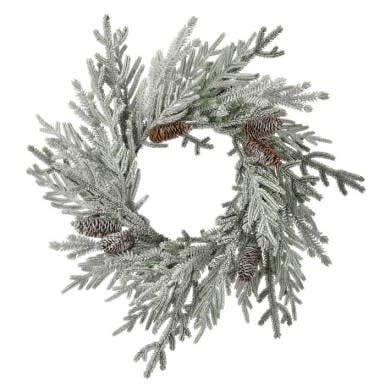 Snowy Pine Wreath With Cone