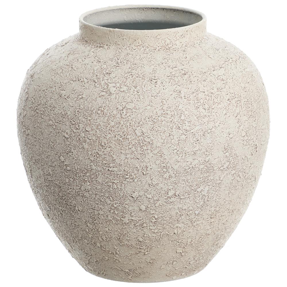 Whitewashed iron metal planter with a rectangular silhouette