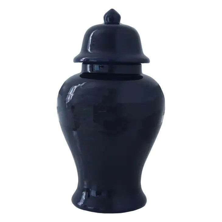 Hand-painted ginger ceramic jar with a glossy finish