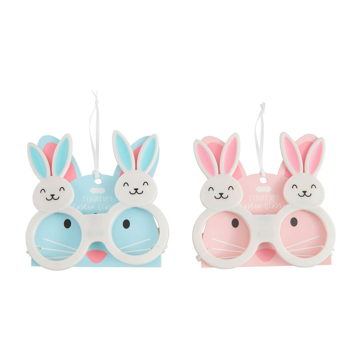 Light-up Easter Bunny glasses with glowing bunny ears on a black frame.