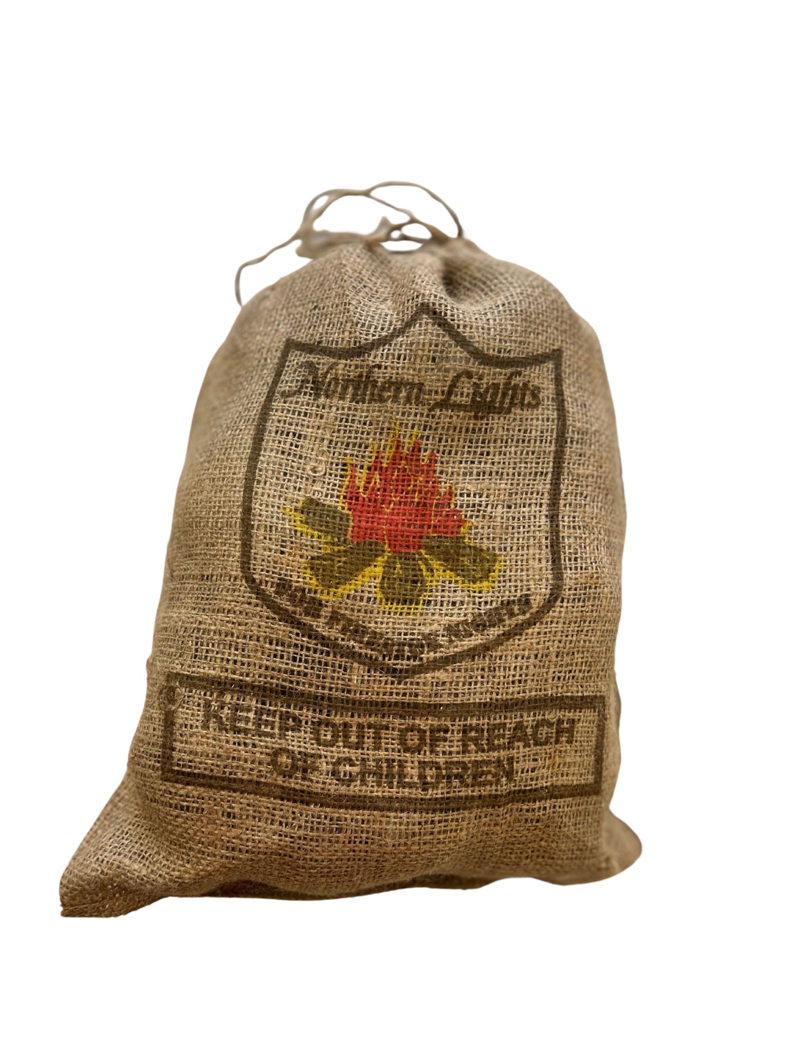 Clear crystal cone-shaped ornaments packaged in a natural burlap bag.