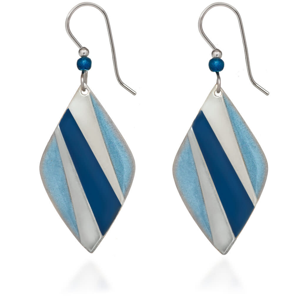 Soft diamond earrings with blue-black pastel inlays on brass drop studs