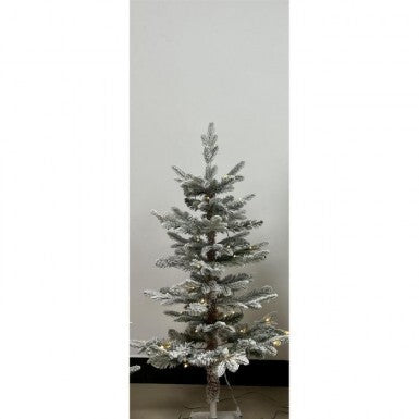 48-inch frosted green pine tree with warm LED lights and a slim profile.