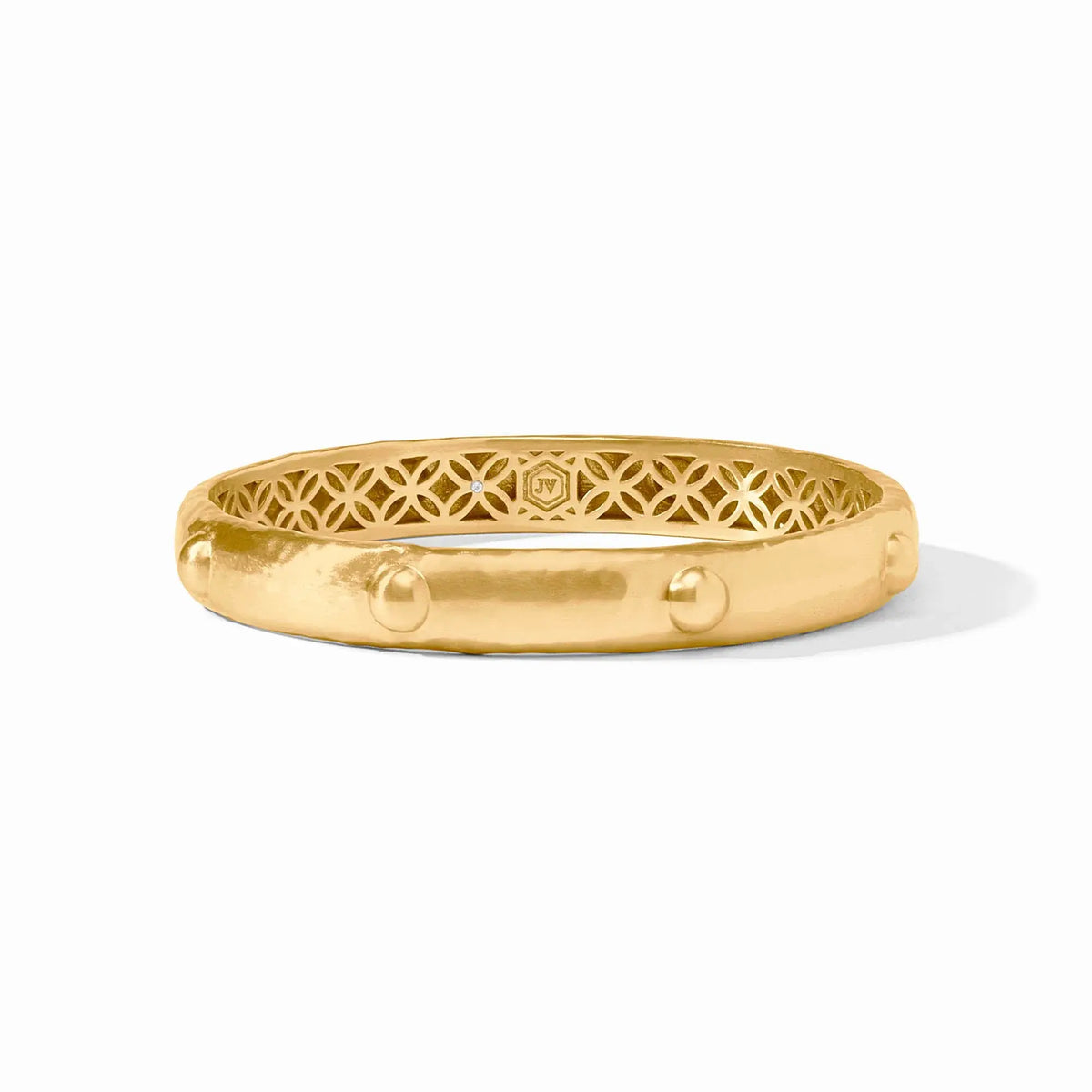 Gold Solara bangle with a smooth cylindrical shape.