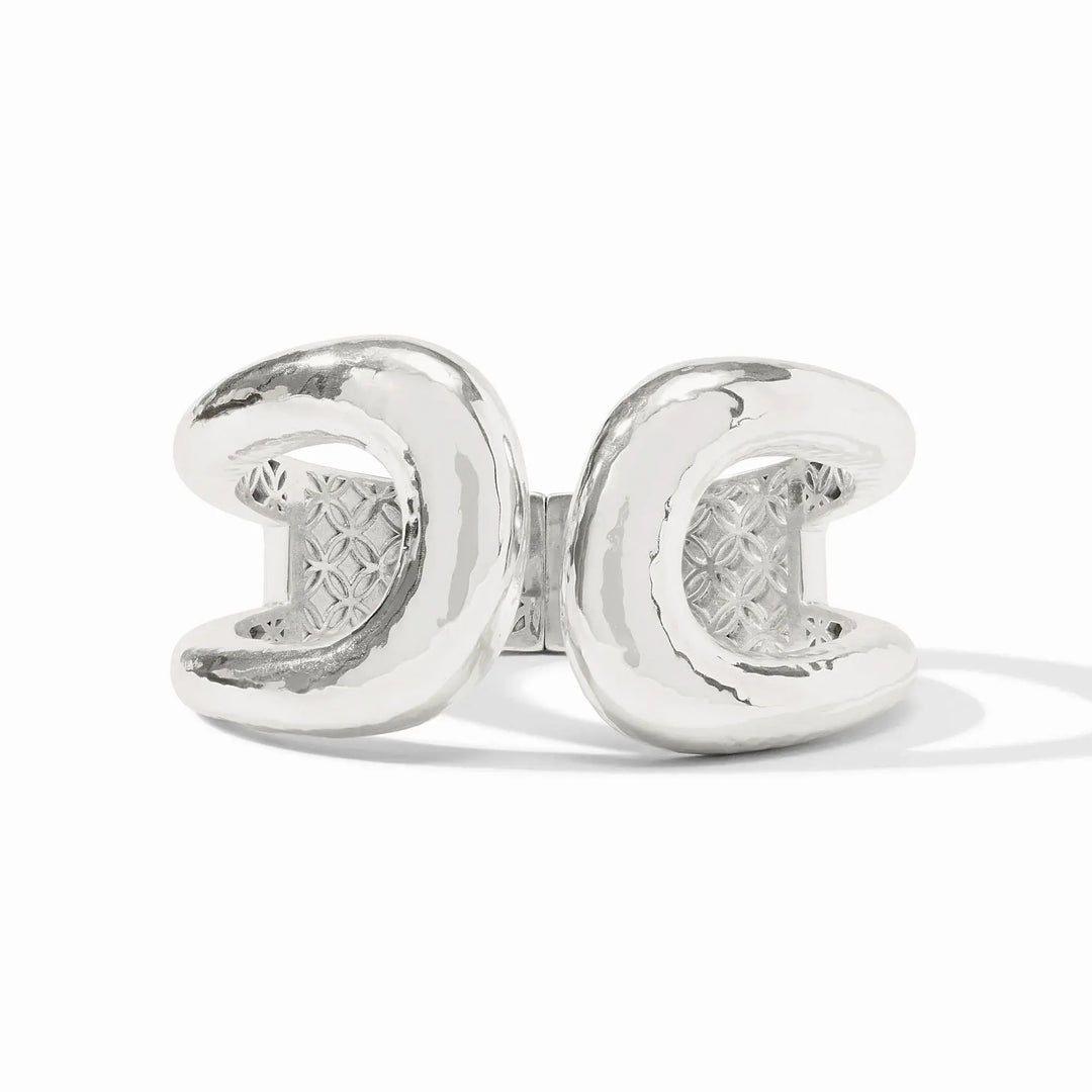 Silver Solara cuff bracelet with spring hinge closure