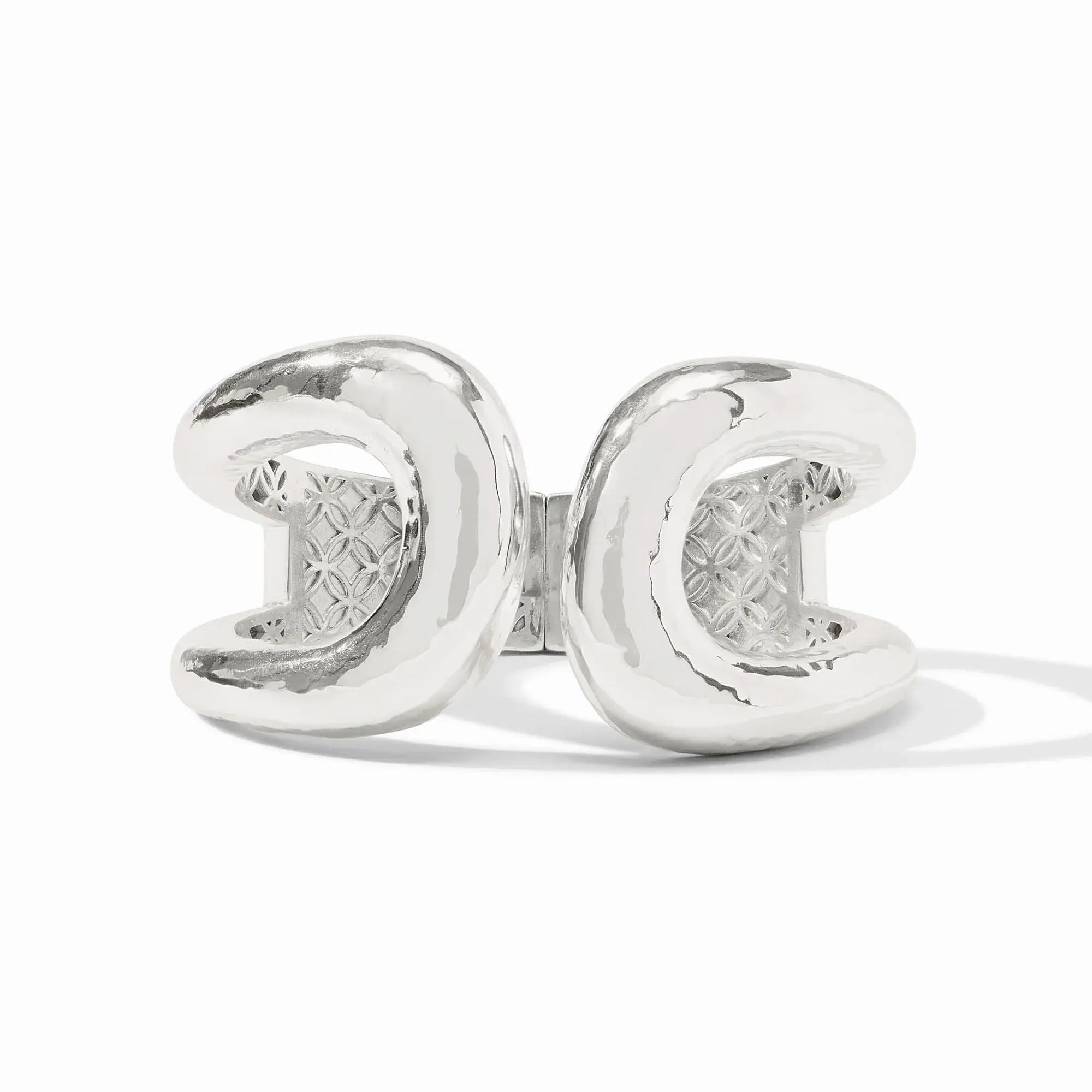 Silver Solara cuff bracelet with spring hinge closure