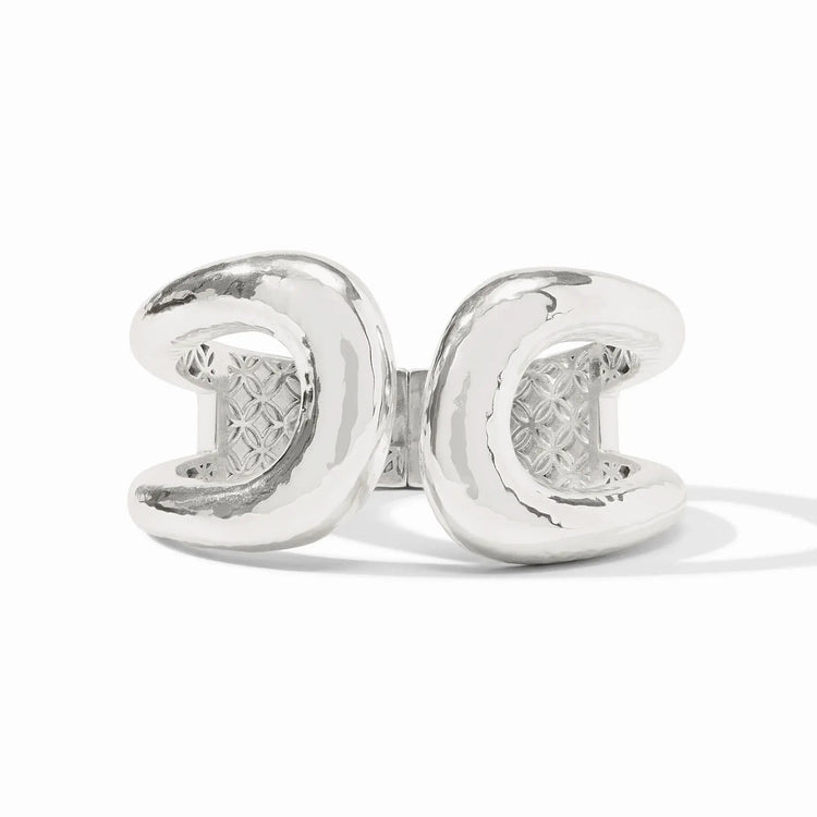 Silver Solara cuff bracelet with spring hinge closure