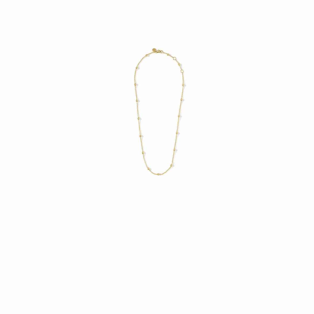 Gold Solara Delicate Station Necklace with radiant station accents on a chain