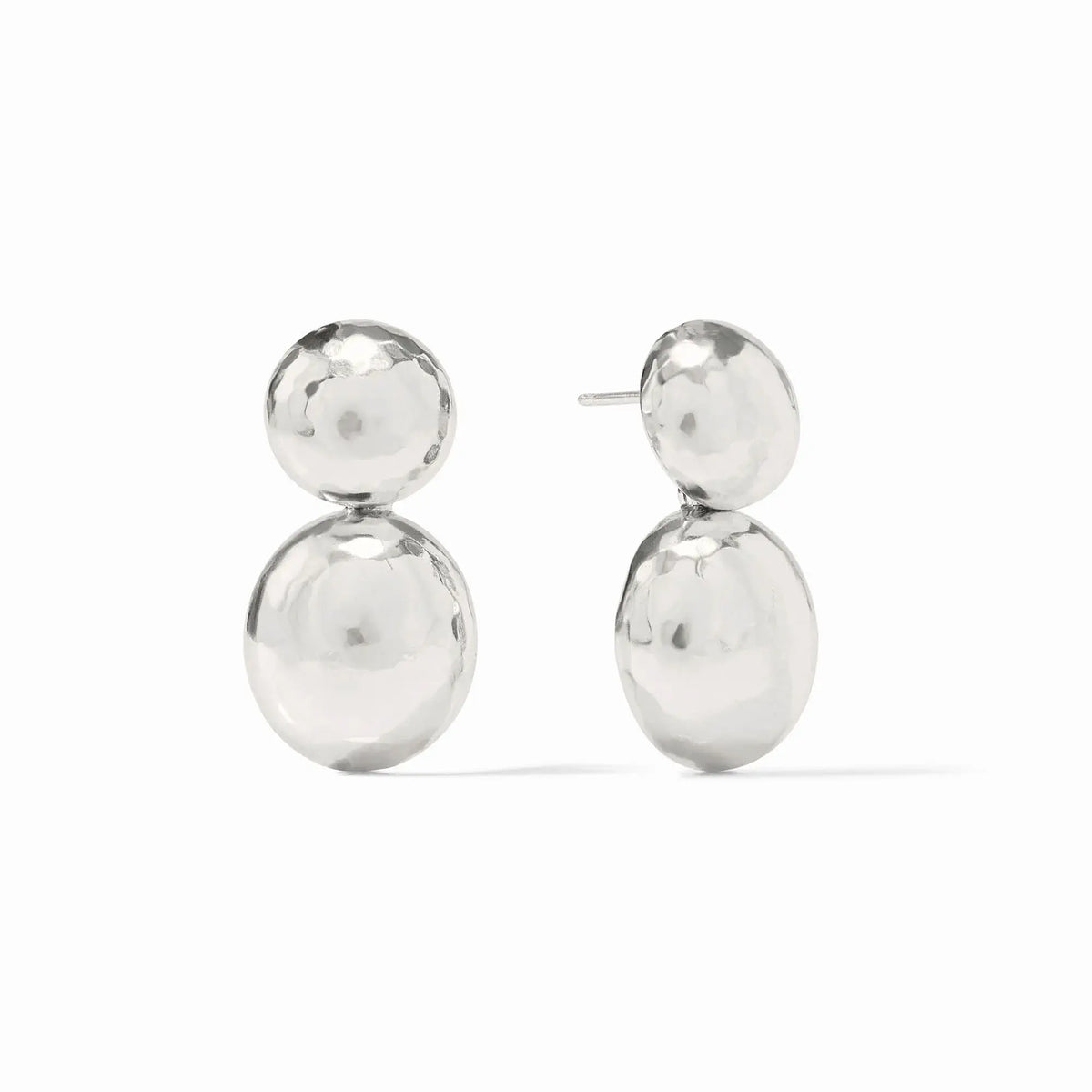 Silver Solara earring with a sleek, minimal silhouette featuring pure silver plating and a length of 1.3 inches.