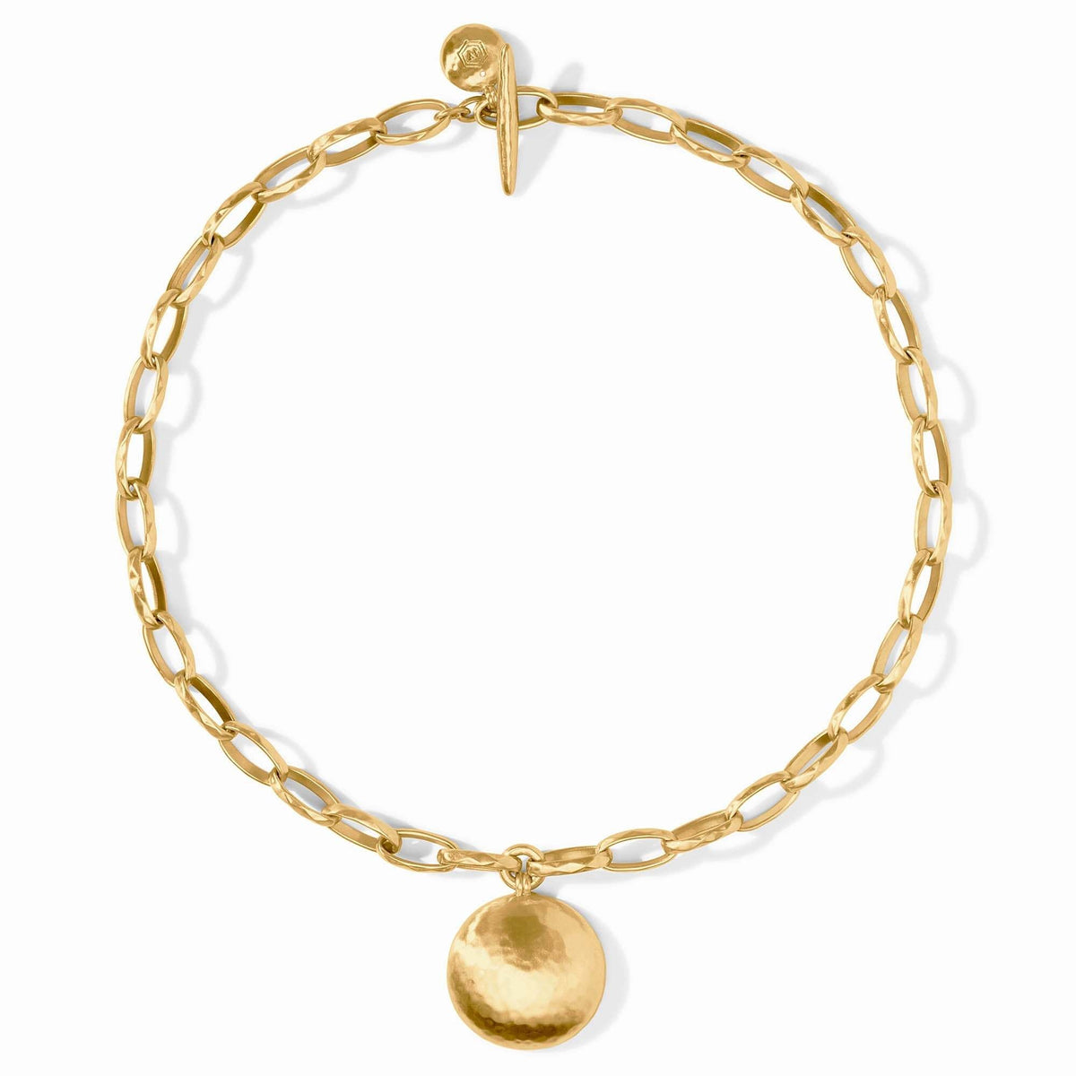 Gold plated Solara necklace with a sleek pendant on an adjustable 20-inch chain.