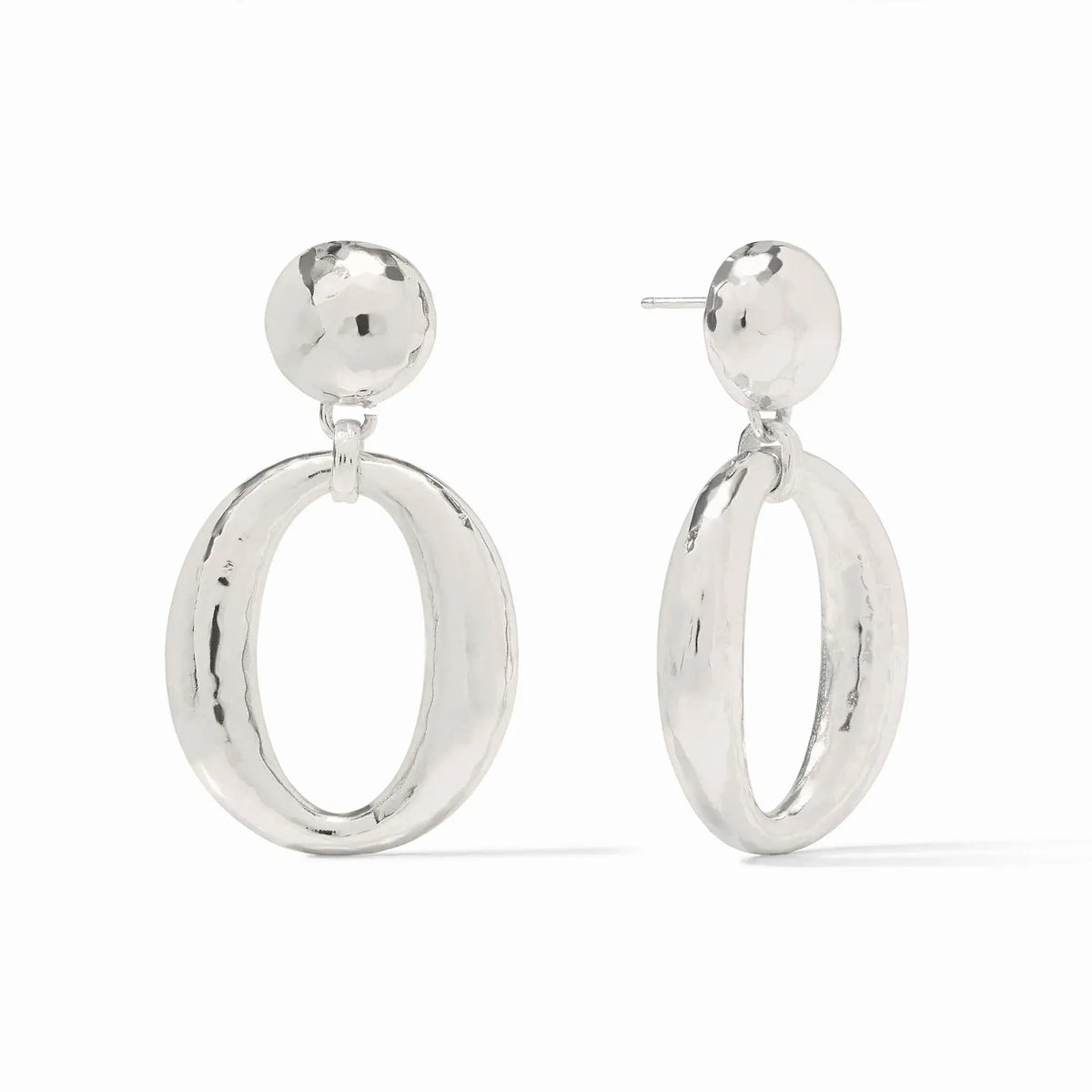 Silver Solara Orbit statement earring with circular orbit design