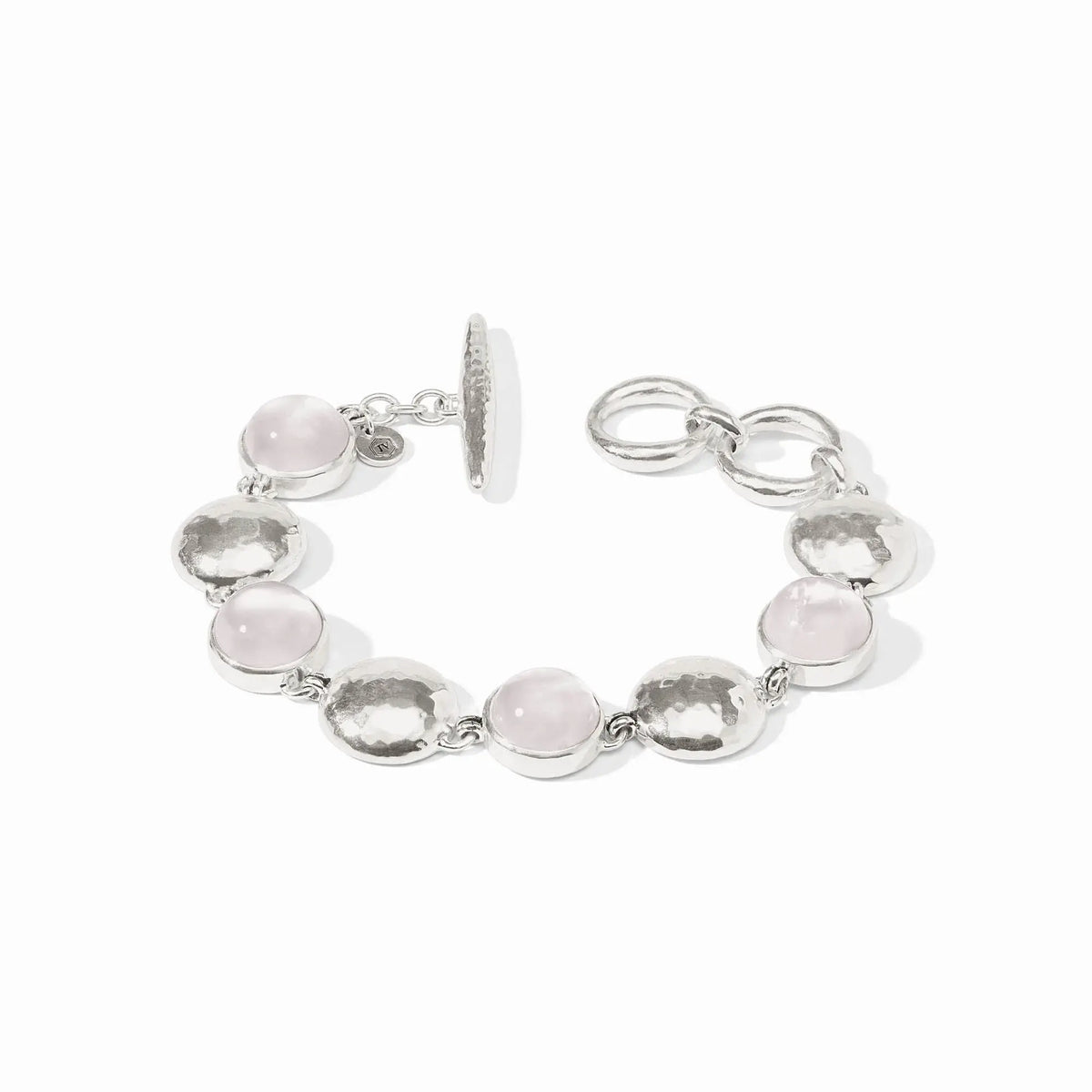 Silver adjustable Solara Stone bracelet with iridescent clear crystals on a toggle clasp.