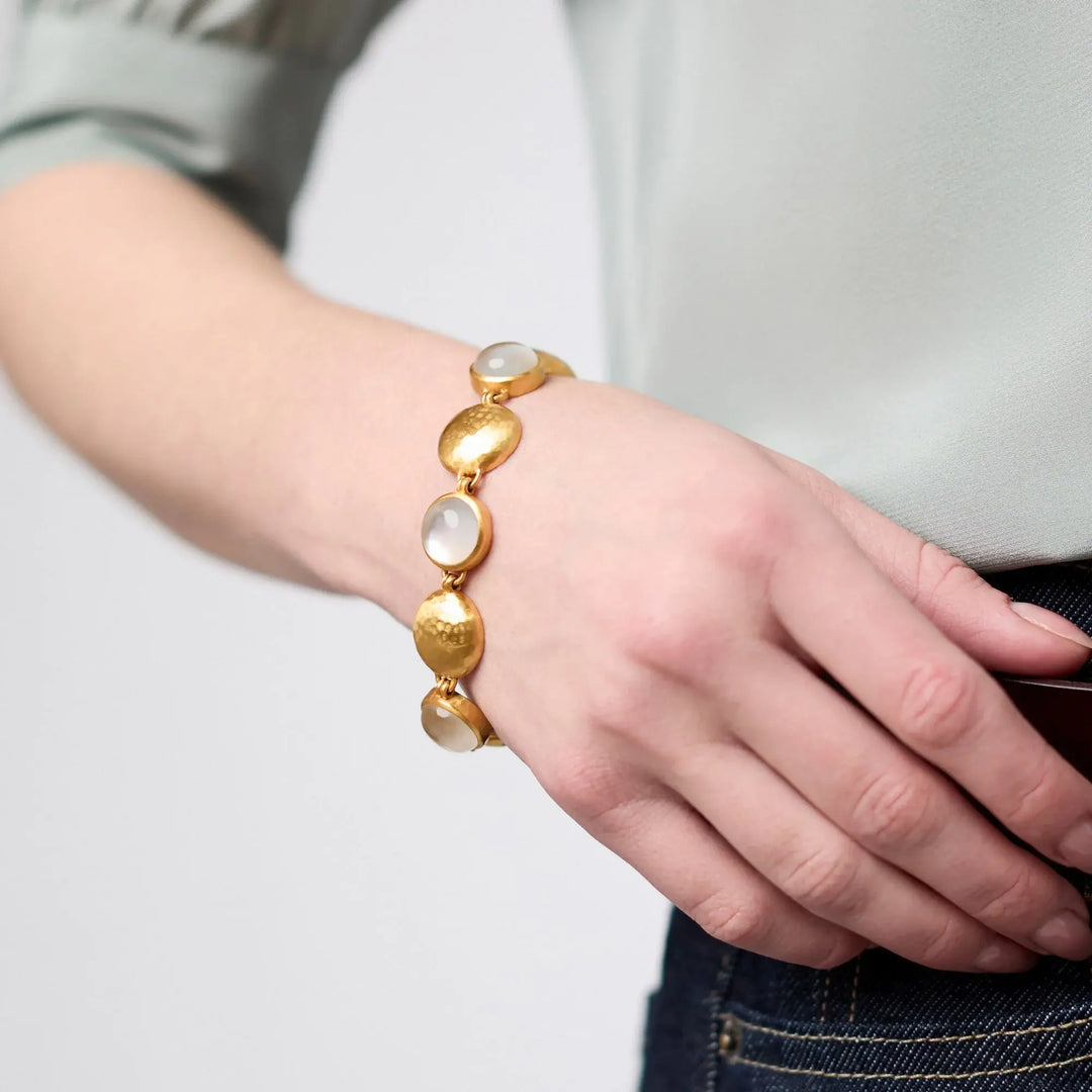 Adjustable Solara Stone bracelet with shimmering stones on a toggle clasp.