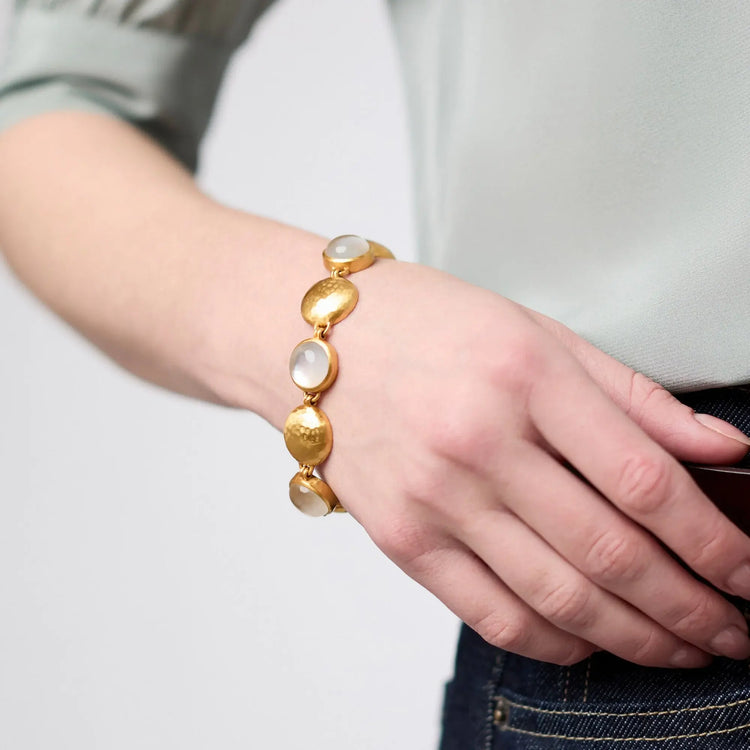Adjustable Solara Stone bracelet with shimmering stones on a toggle clasp.