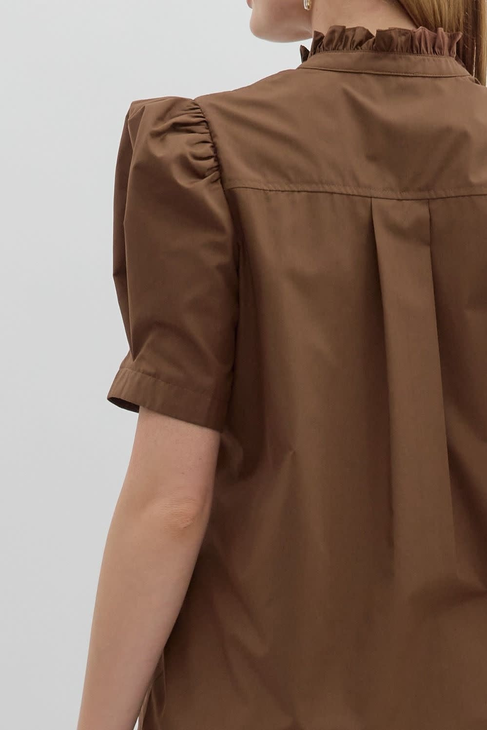 Ella Solid Puff Shoulder Short Sleeve Top