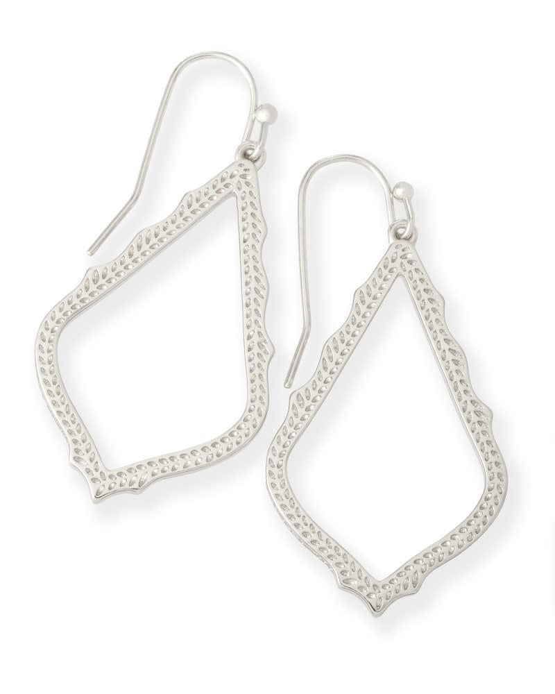 Sophia earrings in rhodium metal featuring a polished finish on earwire.