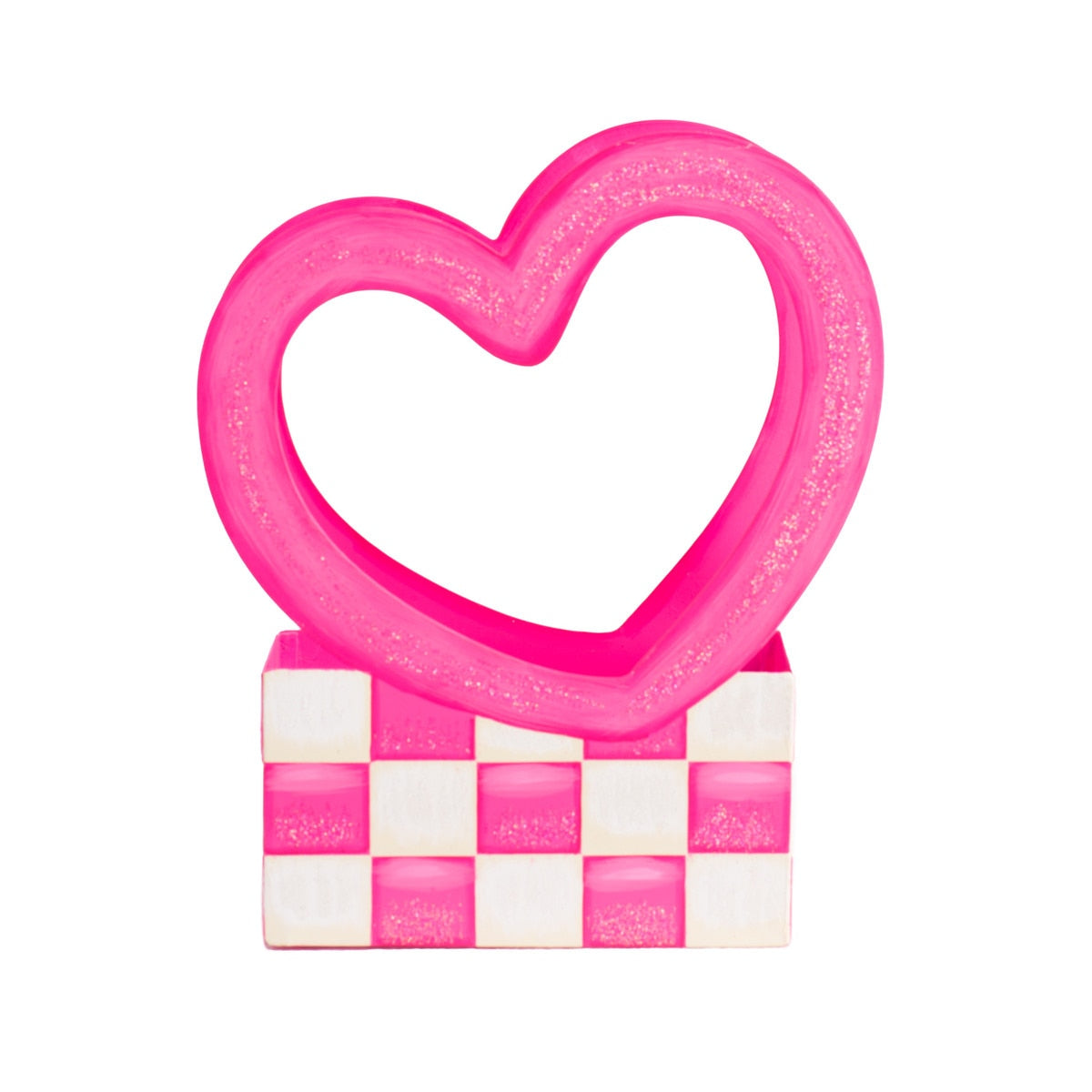 Heart-shaped box with a soft pink finish.