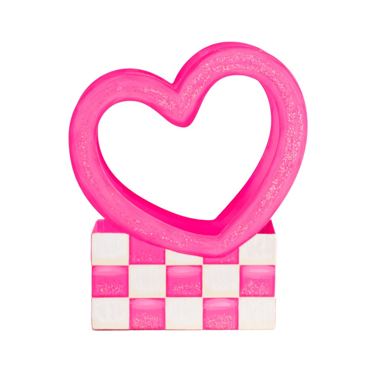 Heart-shaped box with a soft pink finish.