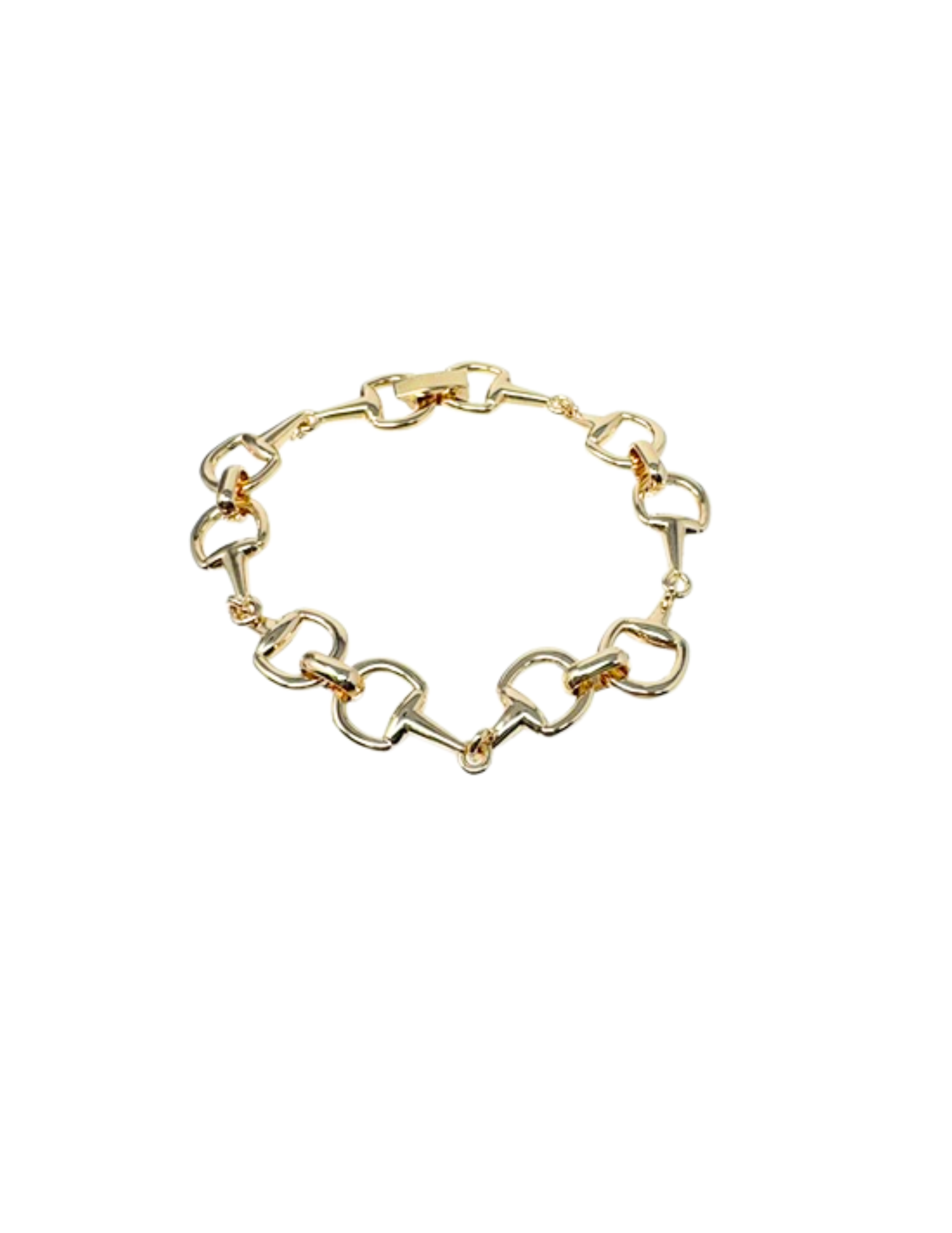 Gold-dipped mini horsebit link bracelet with a polished finish and secure clasp.