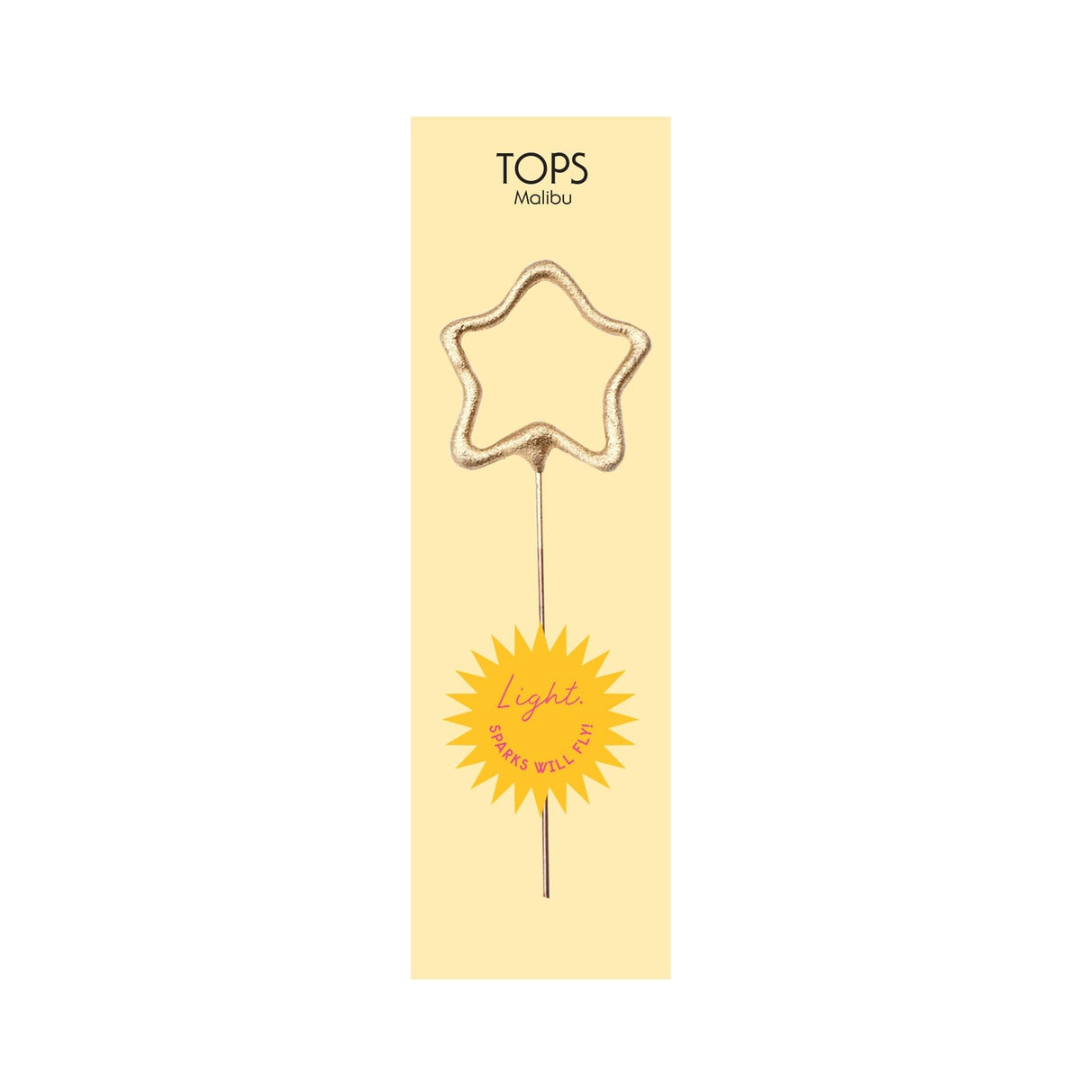 Mini gold star-shaped sparkler with a glittery finish
