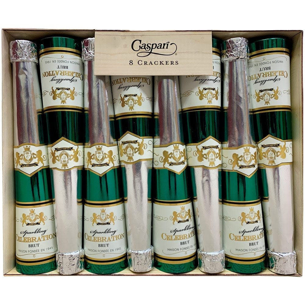 Ten-inch cone-shaped crackers with festive paper designs, bows, and appliques filled with surprises.