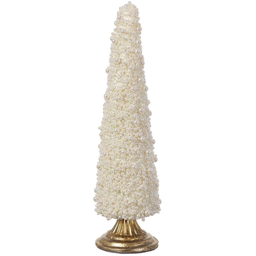 15-inch pearl cone topiary on a decorative gold-finished stand.