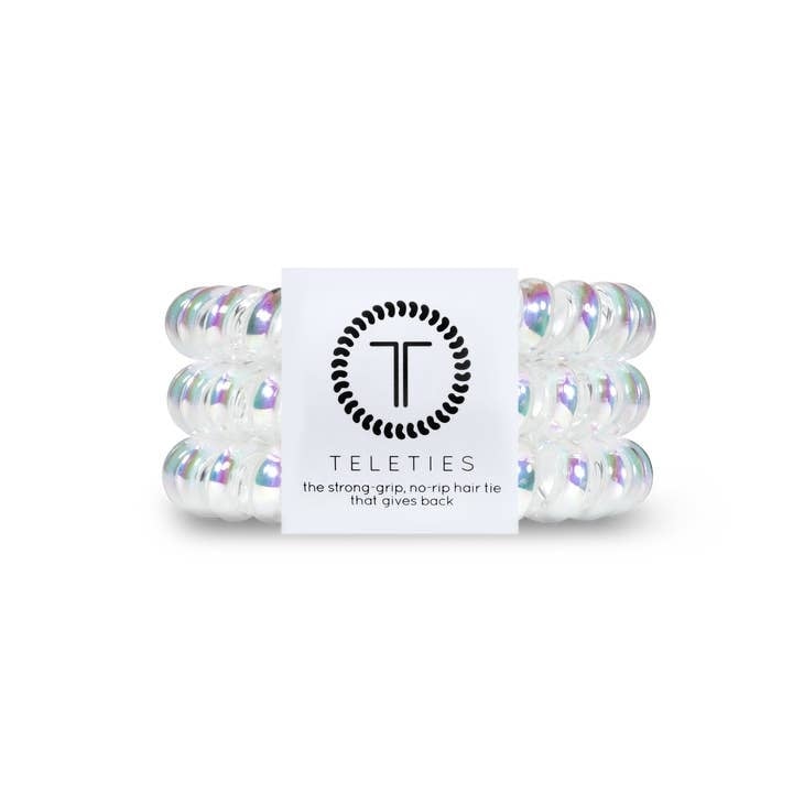 Three large peppermint spiral hair coils with a bracelet-style grip.